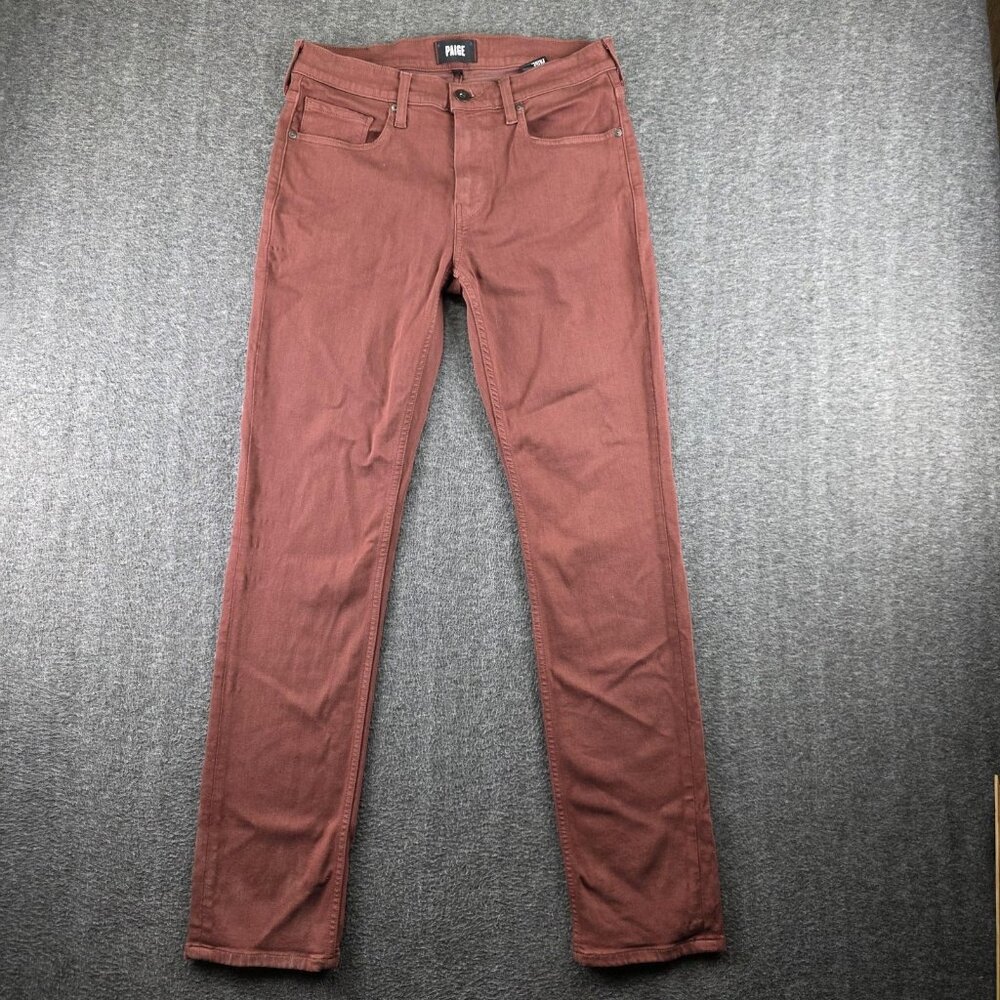 Paige Federal Jeans Mens 30x32 Red Slim Straight Stretch Denim Casual Pants